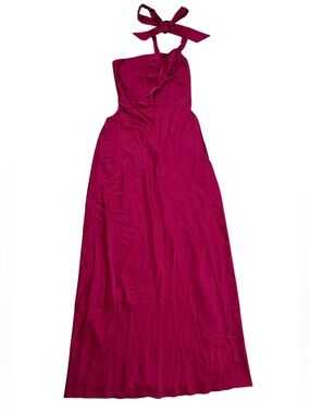 Abercrombie & Fitch Medium Tall One Shoulder Satin Maxi Gown Pink Dress NWT